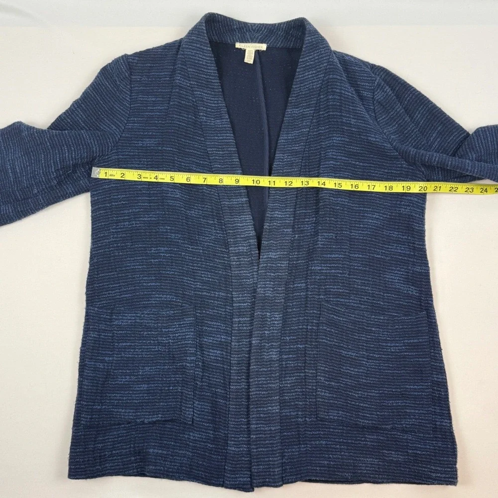 Eileen Fisher Indigo Blue Marled Cotton Open Front Cardigan Jacket‎ S/P F17RYS